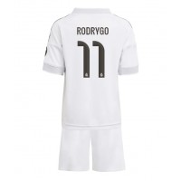 Stroje piłkarskie Real Madrid Rodrygo Goes #11 Koszulka Podstawowej dla dzieci 2025-26 Krótki Rękaw (+ szorty)